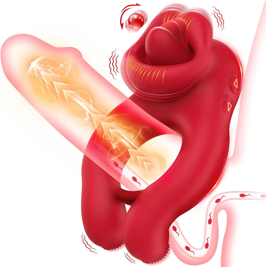 Penisring Vibrator, Sexspielzeug für die Paare Extrem Penis Vibrator 10 G-Punkt Vibrationsmodi and 10 Zungenlecken Klitoris Stimulator Cock Ring Sex Spielzeug für die Männer Frauen