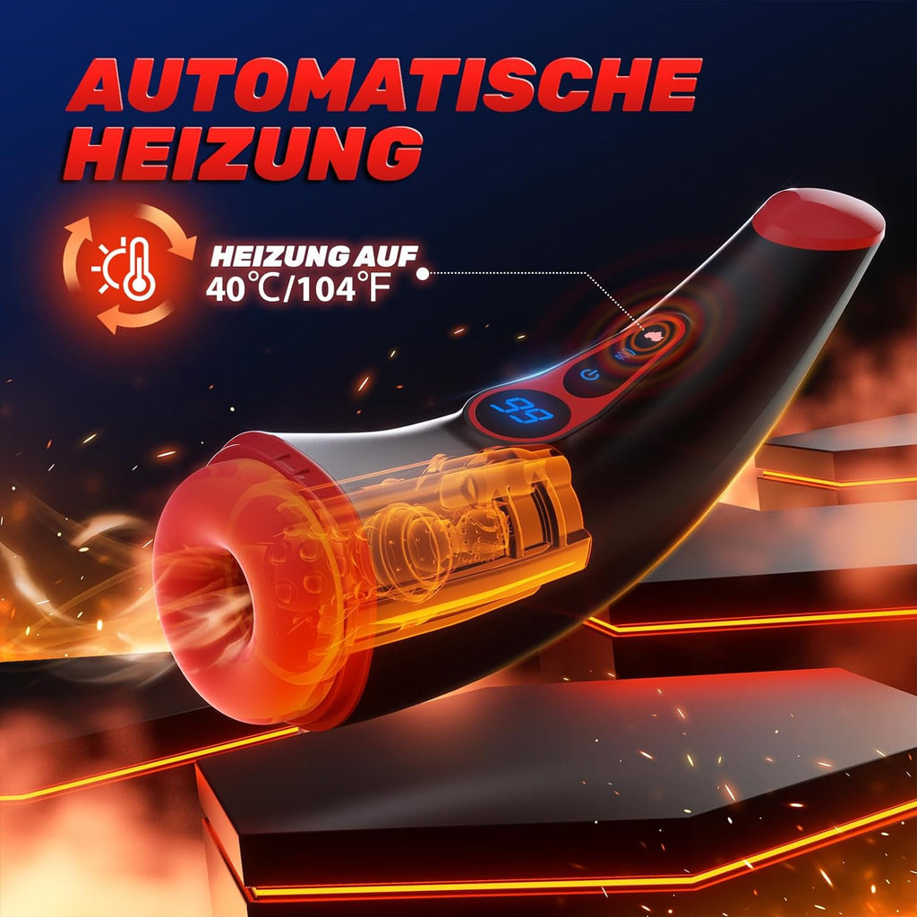 Masturbieren für Männer, Sex Spielzeug für die Männer mit 9 Saugmodus und Vibrationsmodi, Elektrischer Masturbator Cup 3D Realistische Vagina Heizung, LCD Display Taschenmuschi Blowjob Penis Vibrator