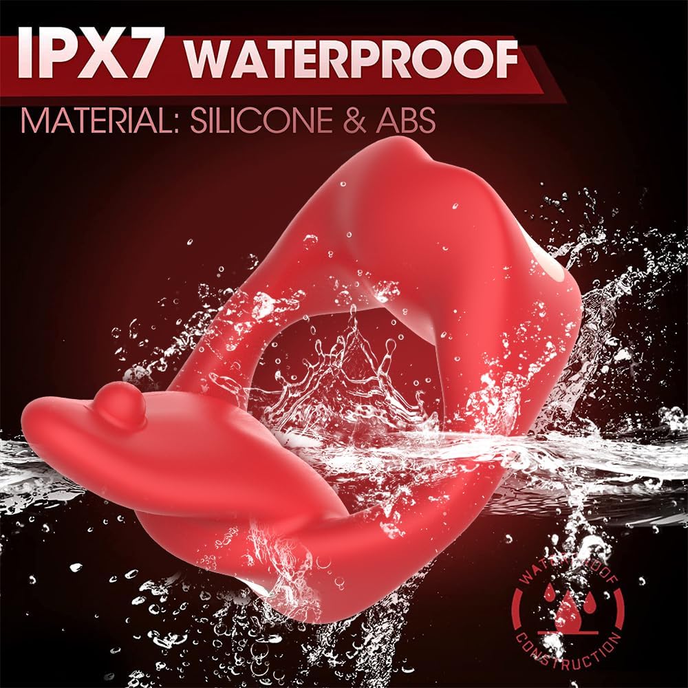 NEU Zunge Lecken Penisring Vibrator mit APP Fernbedienung und Hoden Stimulation, Silikon Cockring Penis Vibrator mit 10 Vibrationsmodi Sex Spielzeug für die Männer Paare Extrem Rot