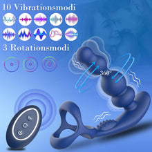 Laden Sie das Bild in den Galerie-Viewer, Anal Vibratoren für Mann Sex Spielzeug - 4 In 1 Prostata Stimulation Fernbedienung Analkugeln Buttplug Dildo mit Doppelte Penisringe 10 Vibrations &amp; 3 Rotationsmodi Prostata Massagegerät Analplug
