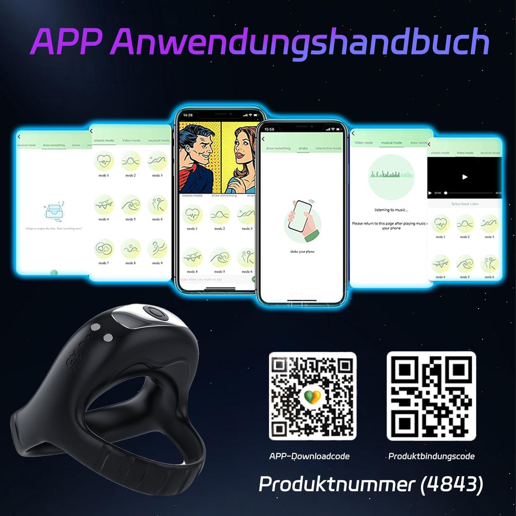Vibrator für männer mit 9 modi APP Steuerung Cockringe für herren gummi Sex spielzeug für die paare Penies ring Vibratoren für männer Sex sexspielzeug für männ zum befriedigen (APP-Steuerung)