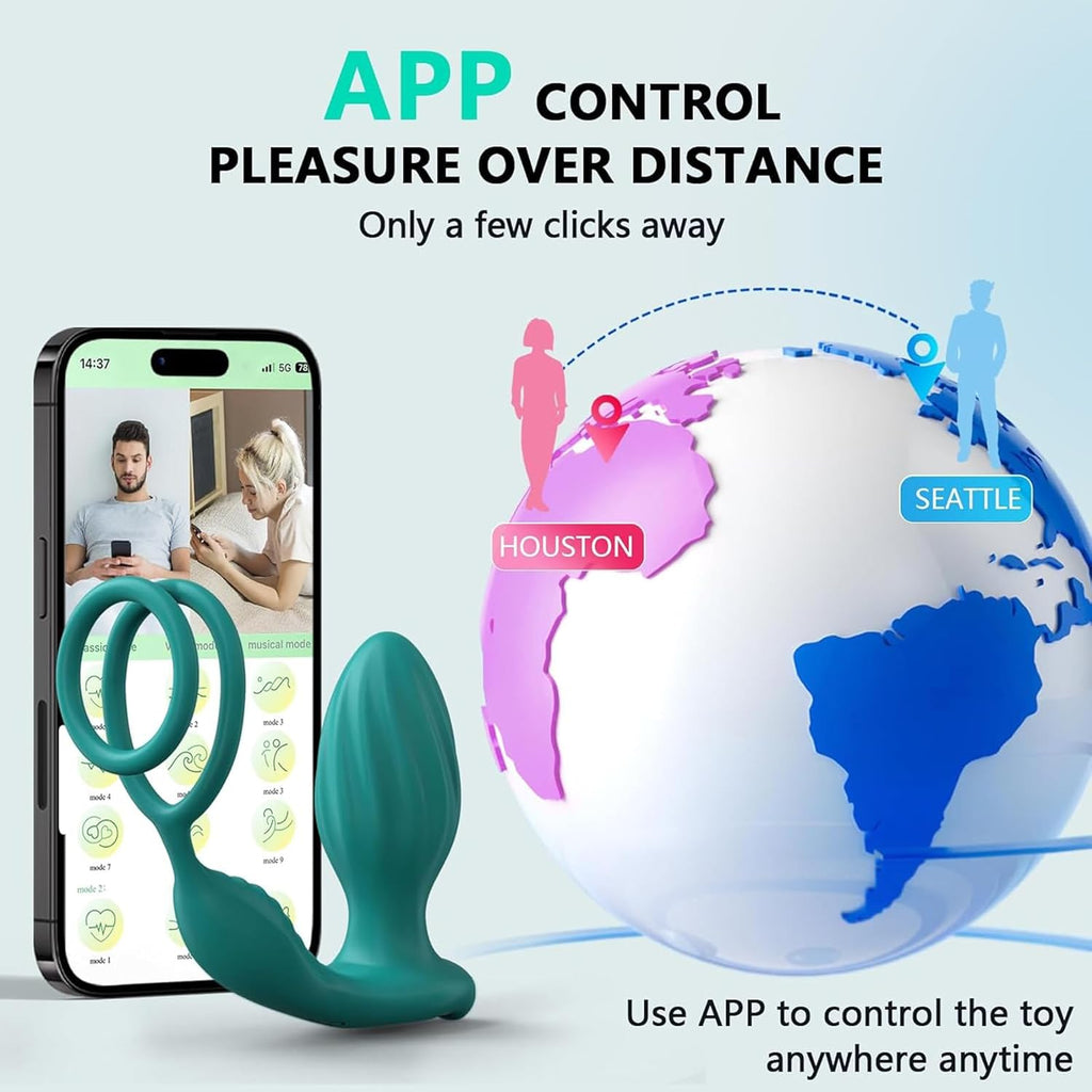 360° Rotierendes Analvibrator-Prostata-Massagegerät mit APP Fernbedienung,Anal Plug Vibratoren 9 Vibrations & 9 Rotationsmodi,Silikon Penisringe Analvibratoren Sexspielzeug für Männer Paare.