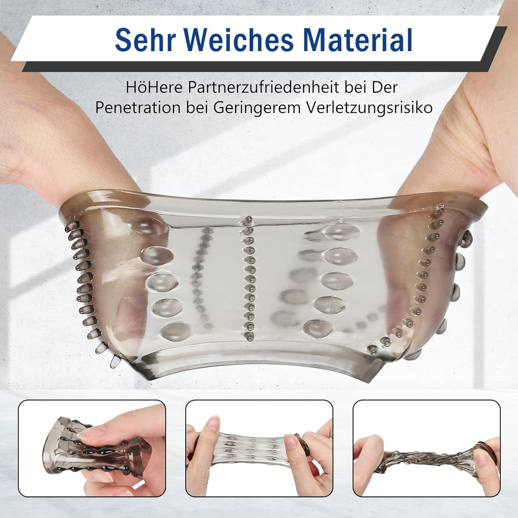 Penismanschetten, 6er Pack Penis Sleeve Fallinsexy Transparente Wiederverwendbare Penishülle für Penisvergrößerung Sexspielzeug für Männer, Penis Sleeve Erbessern Ausdauer &Sensibilität