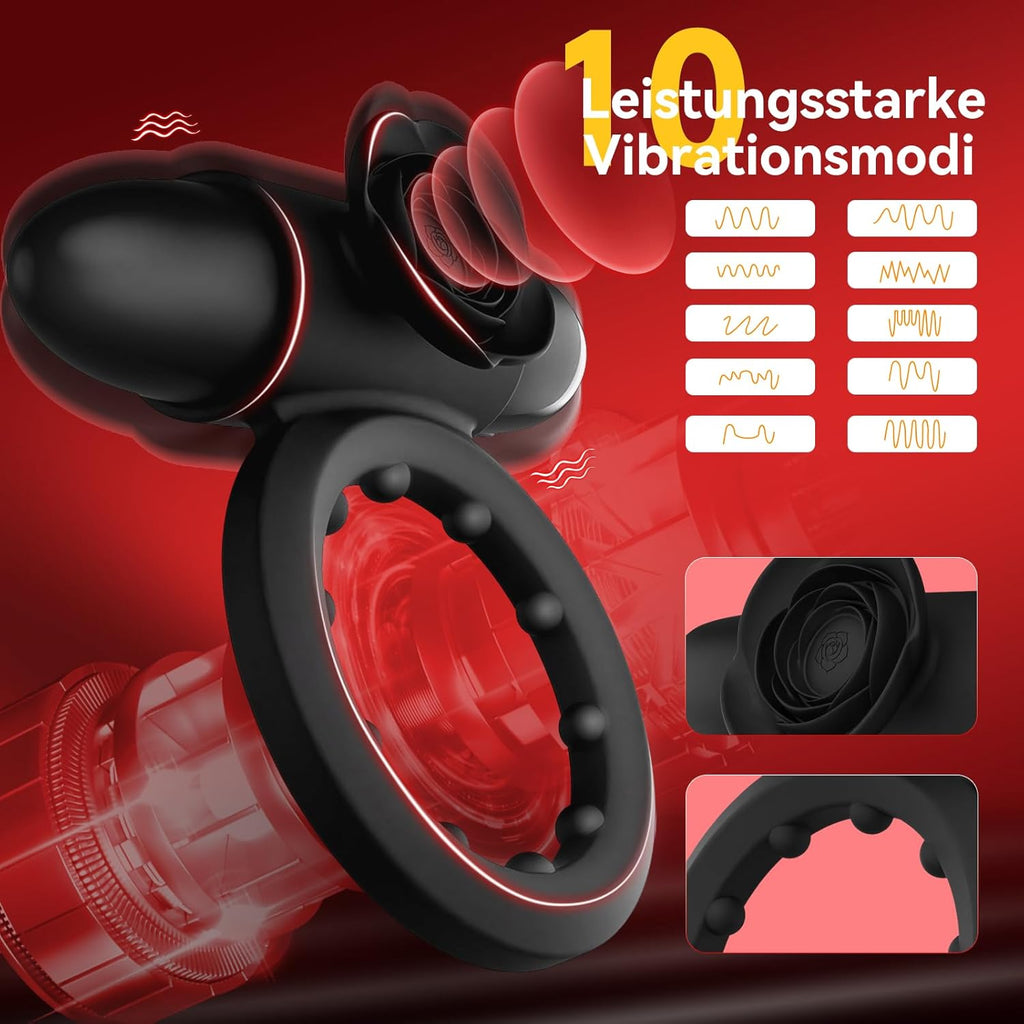 Penisring Vibrator mit Bullet-Vibrator Sex Spielzeug für die Paare Männer, Vibration-Penisringe Sex Toys mit 10 Modi Cockring für Penis Testikel Stimulation, Klitorisstimulator Sexspielzeug für Frauen