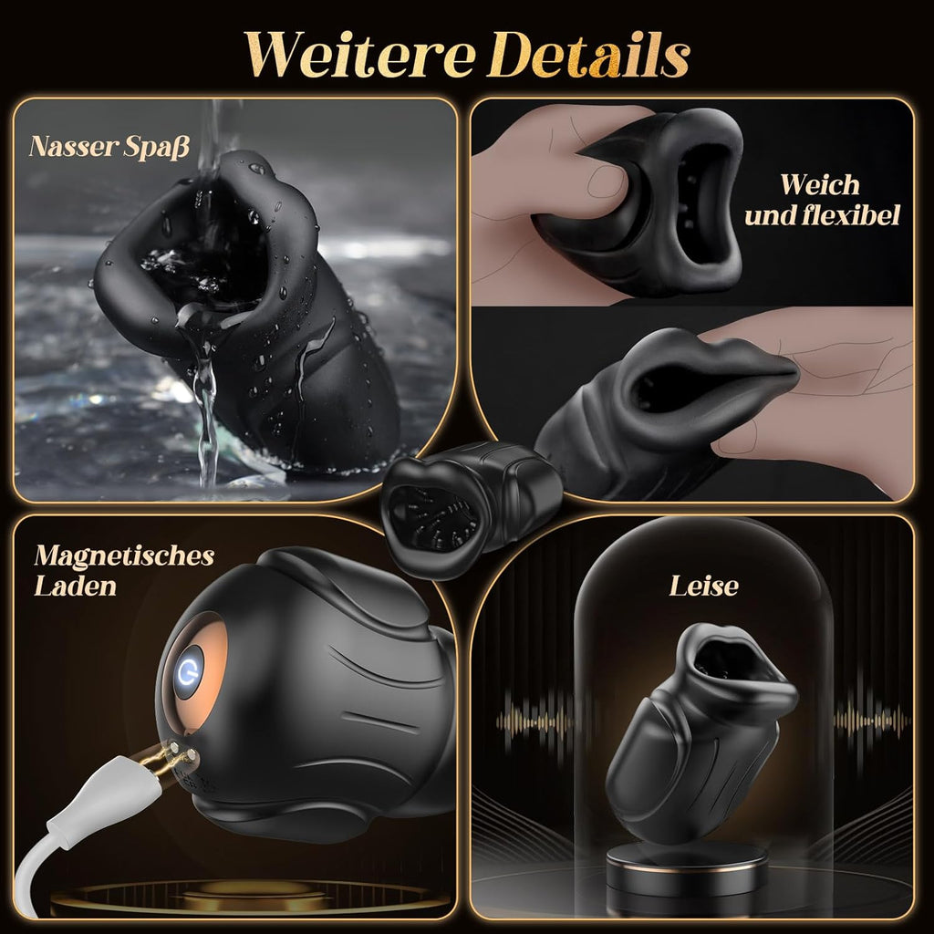 4-in-1 Mouth-shaped Masturbating for Men, Soft Masturbator Oral Sex Glans Stimulator, Electric Sex Toy for Men, Solo Quiet Pocket Pussy Vibrator with 10 Vibrations & App