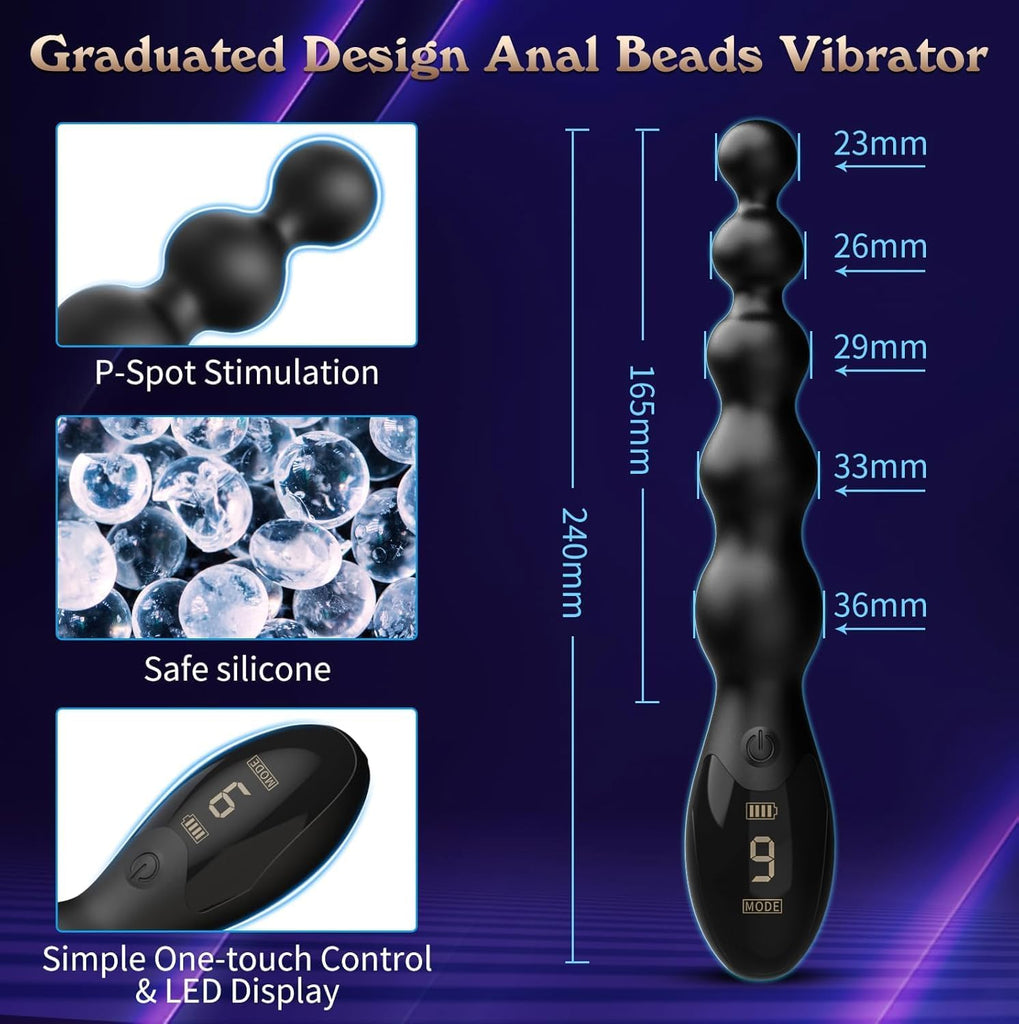 Vibrierender Buttplug - Sexspielzeug für Männer Prostata-Massagegerät Analspielzeug, Spielzeug für Erwachsene Analplugs Vibratoren Graduiertes & Display-Design mit 9 Vibrationsmodi