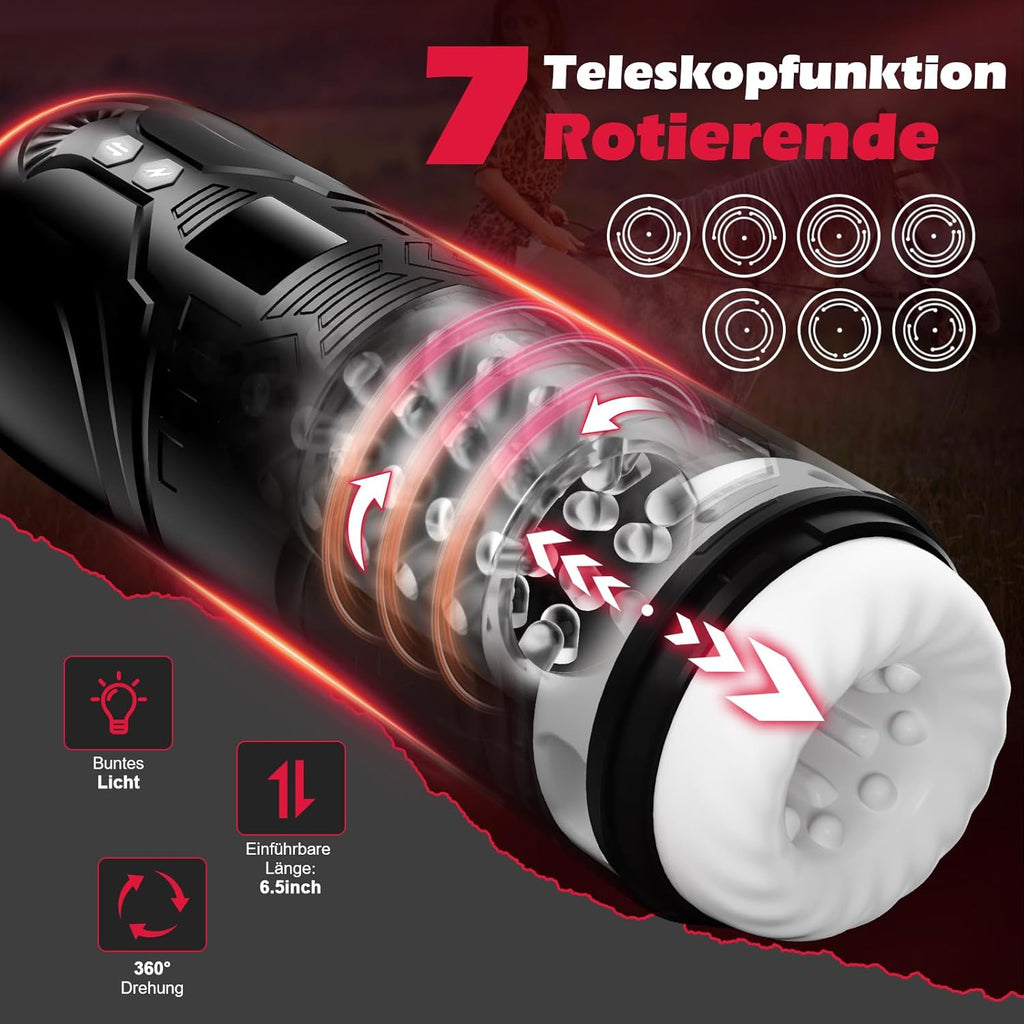 Masturbieren für Männer Elektrisch, Masturbator Sex Spielzeug für die Männer Solo mit 7 Vibration Stoß und Rotationsmodi, 3 in 1 Sexspielzeug Taschenmuschi Penis Masturbatoren Sex Toys Pussy
