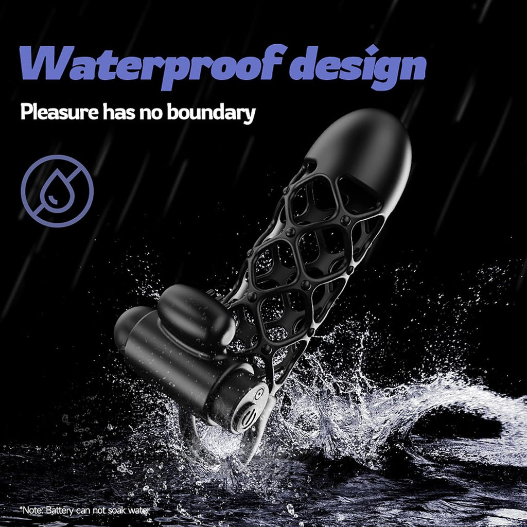 Penishülle Penisring Vibrator mit 10 Vibrationsmodi für Penis Klitoris G-Punkt, Silikon Penis Sleeve Cockring, Penismanschetten für Penisverlängerung Sex Spielzeug für die Männer Paare