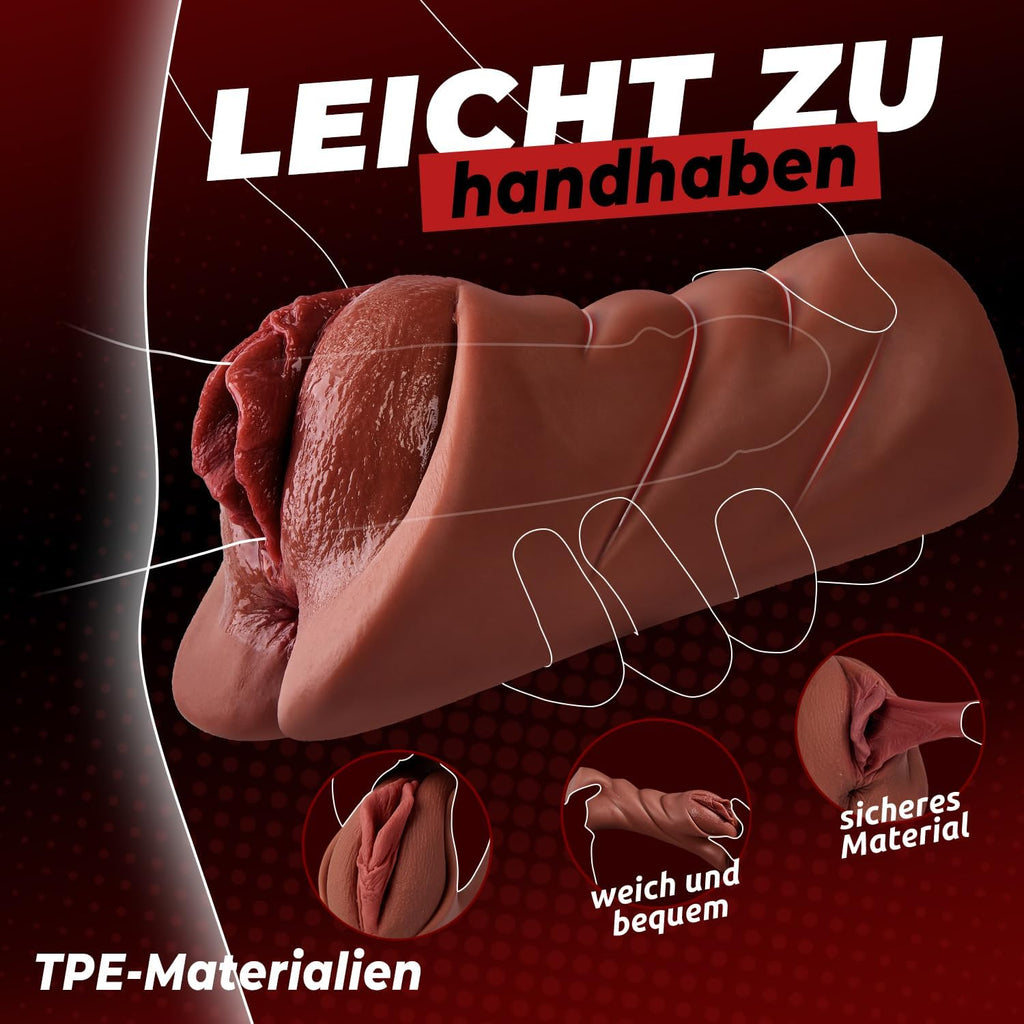 Realistischer Masturbator Taschenmuschi Silikon Masturbieren Sex Spielzeug mit 5D Klitoris Doppelkanal Masturbator Groß für Mann 2 in 1 Anal Erotik Sexspielzeug für die Männer solo