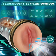 Laden Sie das Bild in den Galerie-Viewer, Elektrischer Masturbator Cup 10 Vibration mit 5 Saugmodi Sex Spielzeug für die Männer solo Sex Toys Masturbieren für Männer Taschenmuschi Penis Masturbatoren mit 3D Realistischer Vagina Pussy