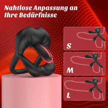 Laden Sie das Bild in den Galerie-Viewer, Dual Penisring Vibrator mit 360° Verstellbarem Tongue Klitorisstimulator, Sex Spielzeug für die Paare Männer, Penis Ring Sexspielzeug für Paare Extrem Sex, Penisringe Sextoysets für Paare Sex Cockring