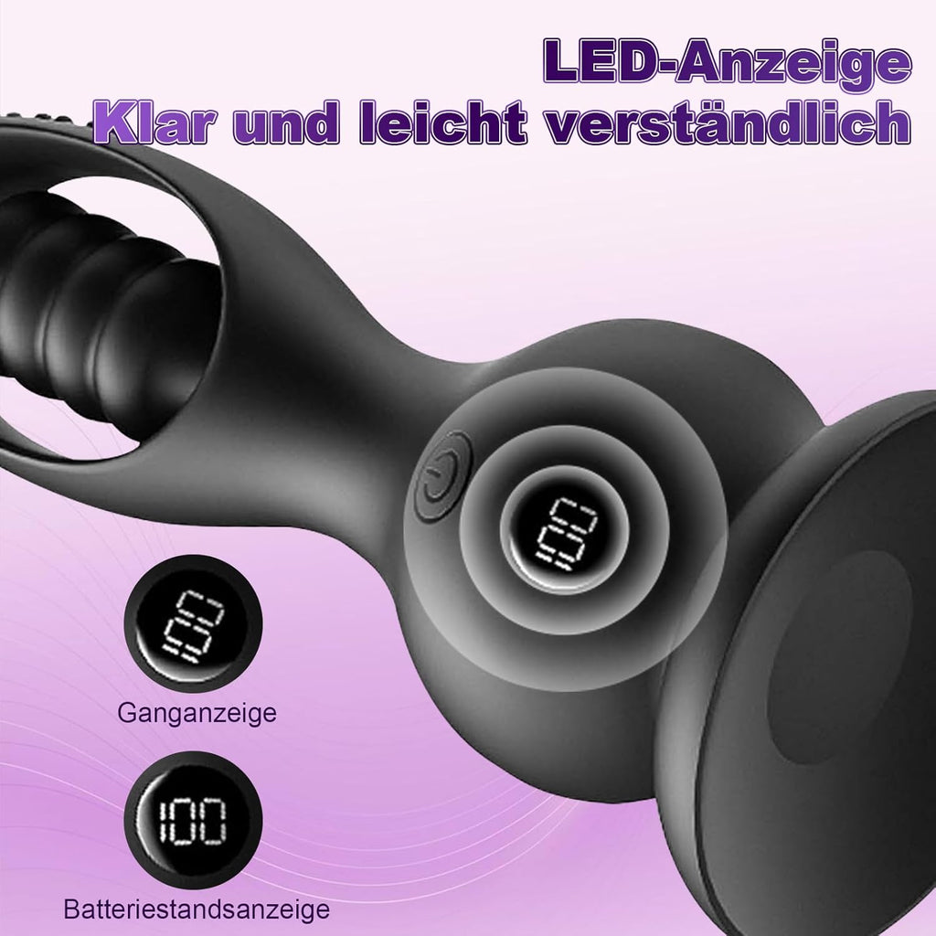Kabelloser Vibrations Analplug Prostata Massager für Männer mit Fernbedienung 10 Vibrationsmodi Kugel Design IPX6 Wasserdicht Magnetisches Laden Medizinisches Silikon Leise Schwar