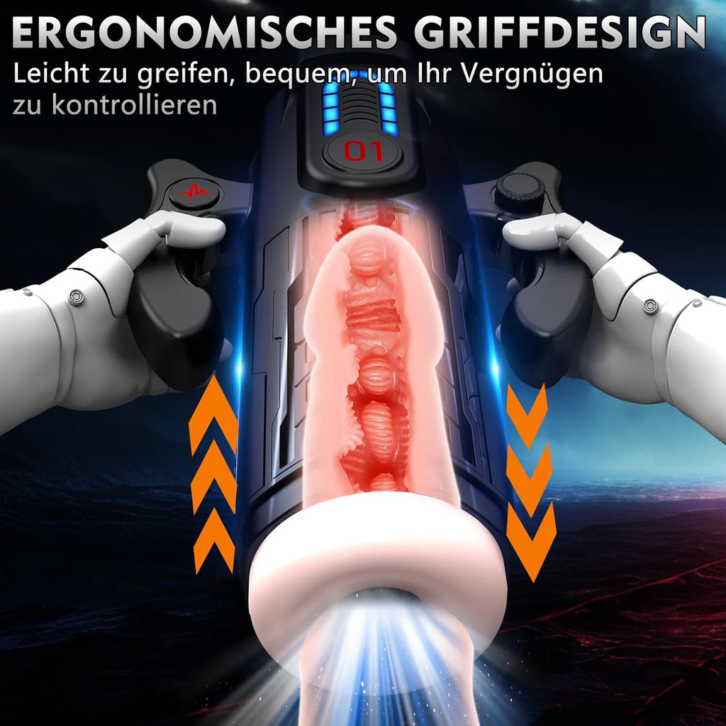 LED Mastrubrator für Manner Handfrei mit Schub, Saug und Vibrationsmodi, Penis Vibratorensets Sexspielzeug für Manner Solo