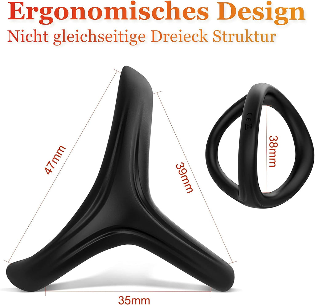 Mecofy Dreieckiger Penisringe, Premium Dehnbarer Silikon Penisring für Sex Männer, Pleasure Ring mit Hodensack-Ring Gürtel, Erotik Sexspielzeuge für Männer Paare, Schwarz