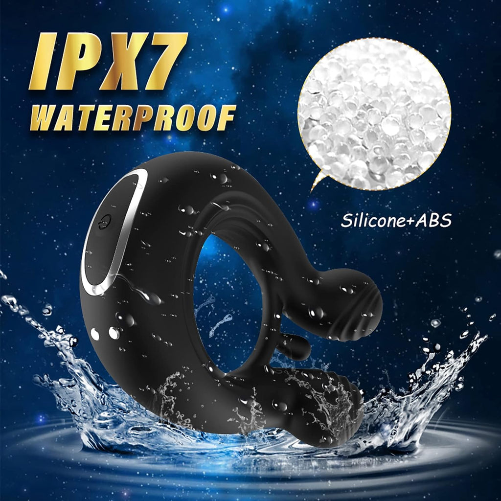 Vibrator mit APP-Steuerung Silikon Cockring für Penis/Hoden Stimulation, 3 IN 1 MULTIFUNKTIONALES DESIGN, 9 Vibrationsmodi, Wasserdichter Hodenringe Paarvibrator Sexspielzeug für Männer
