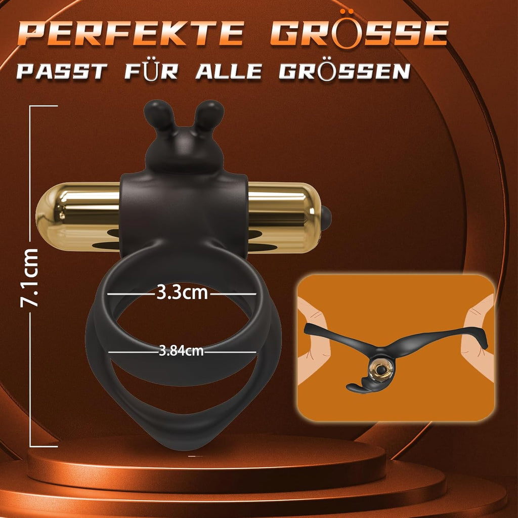 3 in1 Penisring Vibrator - Dual Penis Ring mit 10 Vibrationsmodi Erotik Sex Spielzeug für Paare Penis Massagegerät für Langwährende Erektion Cockring Masturbator Spielzeug für die Männer Extrem