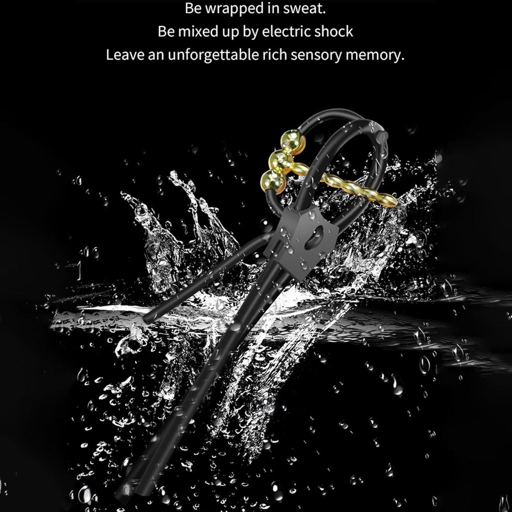 Elektro Shock Einstellbar Silikon Penisring Eichelring mit Kugel Elektrische Stimulation