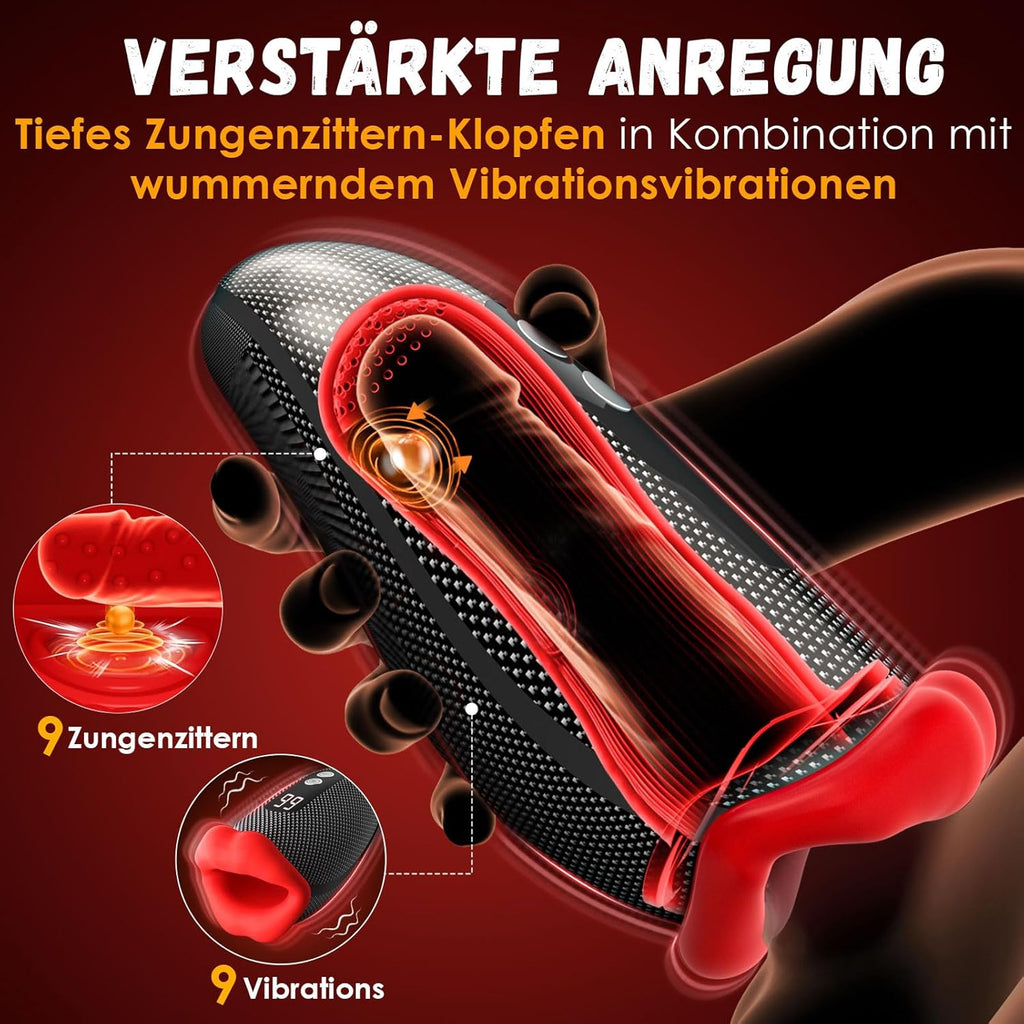 Masturbieren für Männer Vibratorensets Masturbator, 9x9 Klopfen-Lecken-Vibration Sex Spielzeug für die Männer Taschenmuschi Penis Vibrator Eichel Sexspielzeug Solo Masturbatoren