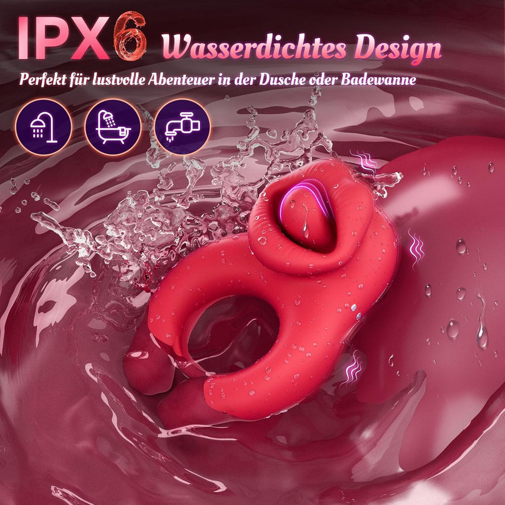 Penisring Sex spielzeug für Paare extrem sex, Erotik Zunge Cockring Sex Spielzeug für die Männer Extrem mit 10 Vibrationsmodi, Dual Penisringe Massagegerät Erotisches Sexspielzeug für Klitoris