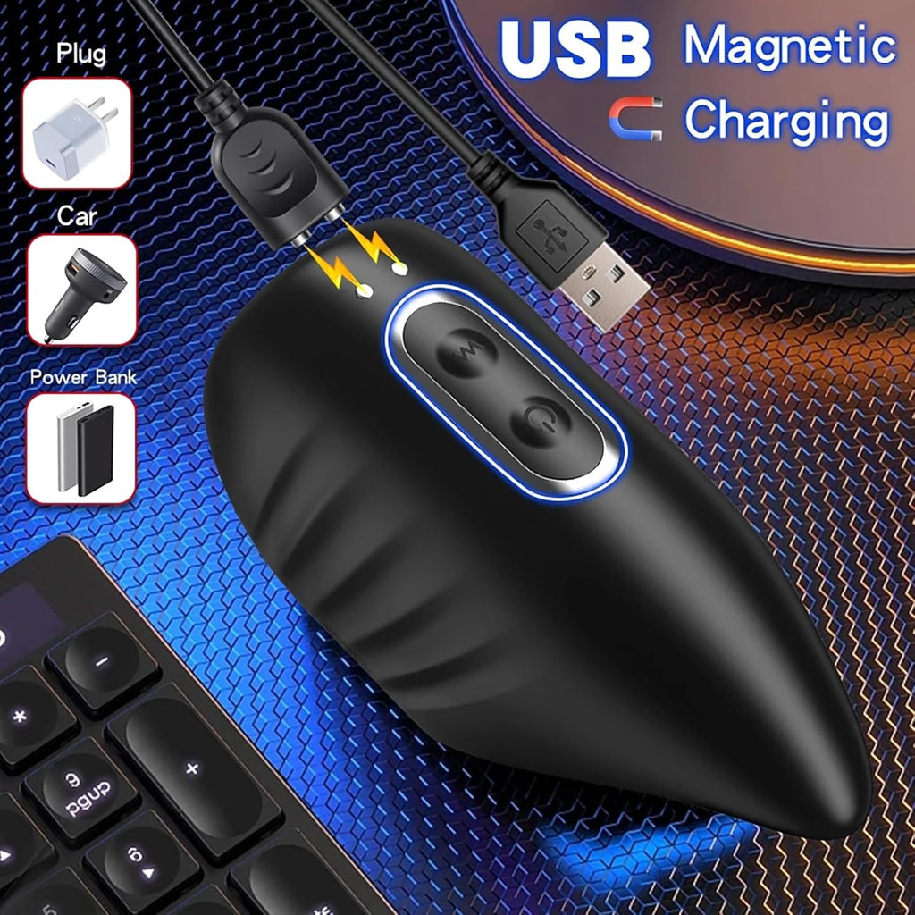 Silikon Elektrische Penis Trainer Vibrator für Männlicher Solo Masturbieren Einstellbare Größe Eichel Stimulator mit 10 Vibrationen Tappingmodi Masturbator Cup Sex Spielzeug für Männer Paare