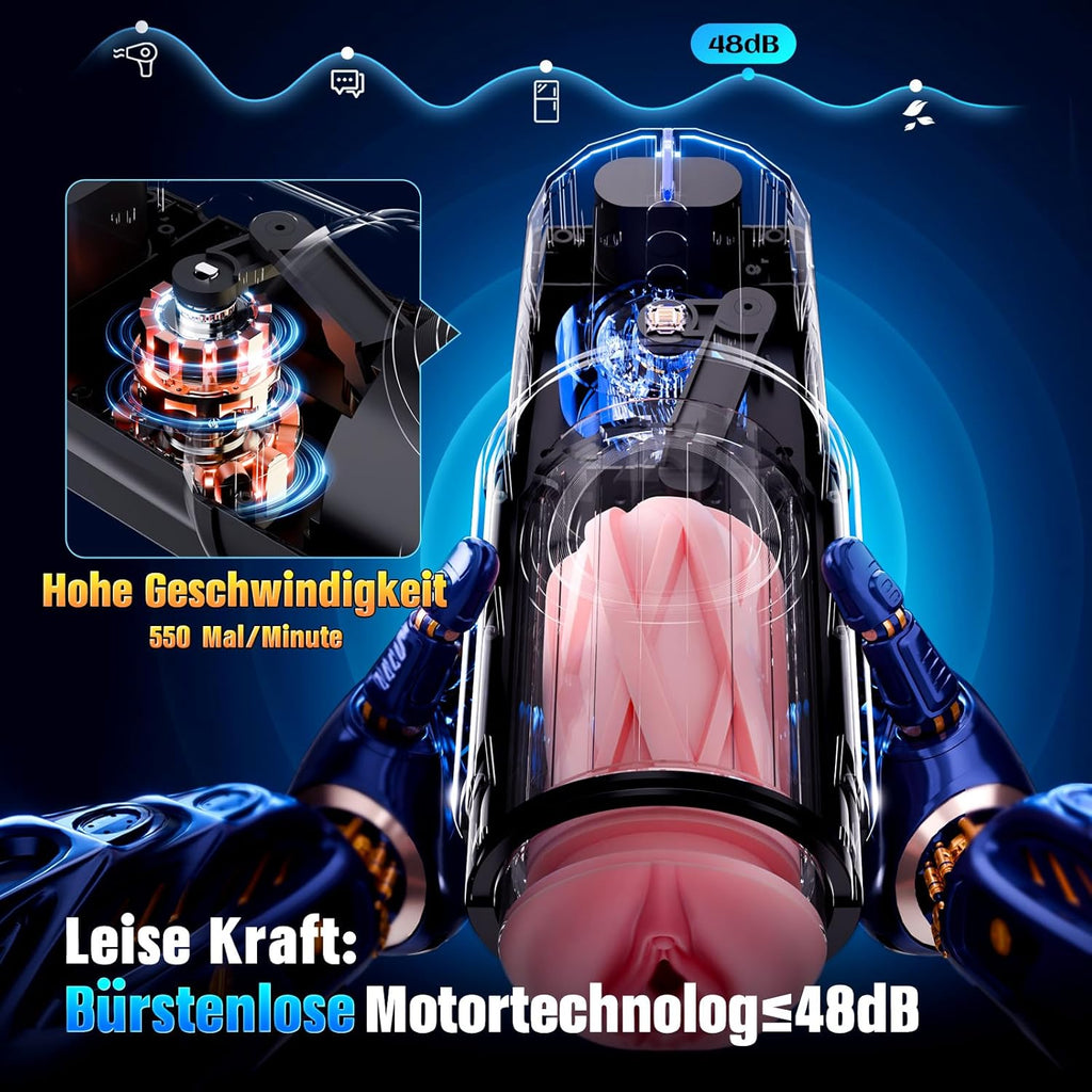 KI-Interaktion 360° Schnellheiz Masturbator Sex Spielzeug für die Männer, Masturbieren für Männer 5 Intensiver Teleskopfunktion Sexspielzeug, Realistische Masturbatoren Liner Abnehmbare Sex Toys