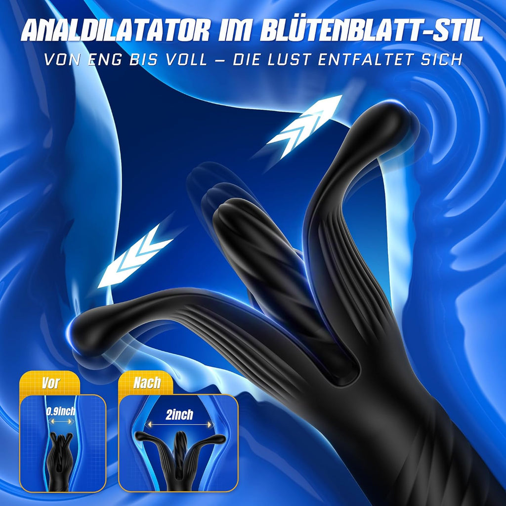Soulour Analvibratoren für Mann Prostata Stimulation Männer, 4 IN 1 Expansions- und Schubmodi Analplug mit Penisring & Hodenvibration, Sex Spielzeug für die Männer Anal Plug Vibrator mit 9x9 Modi Reif