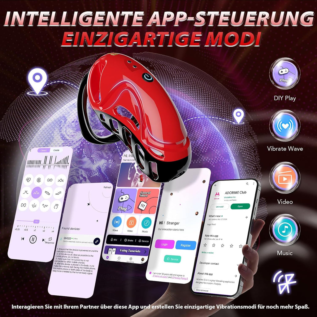 Chastity Cage Männer Sex Spielzeug für die Männer - Peniskäfig Keuschheitskäfig Herren SM Fetisch Extrem Penis Bondage, Keuschheitsgürtel Sexspielzeuge mit 5 Größen Penisringe 2 Schlüssel & 1 Schloss