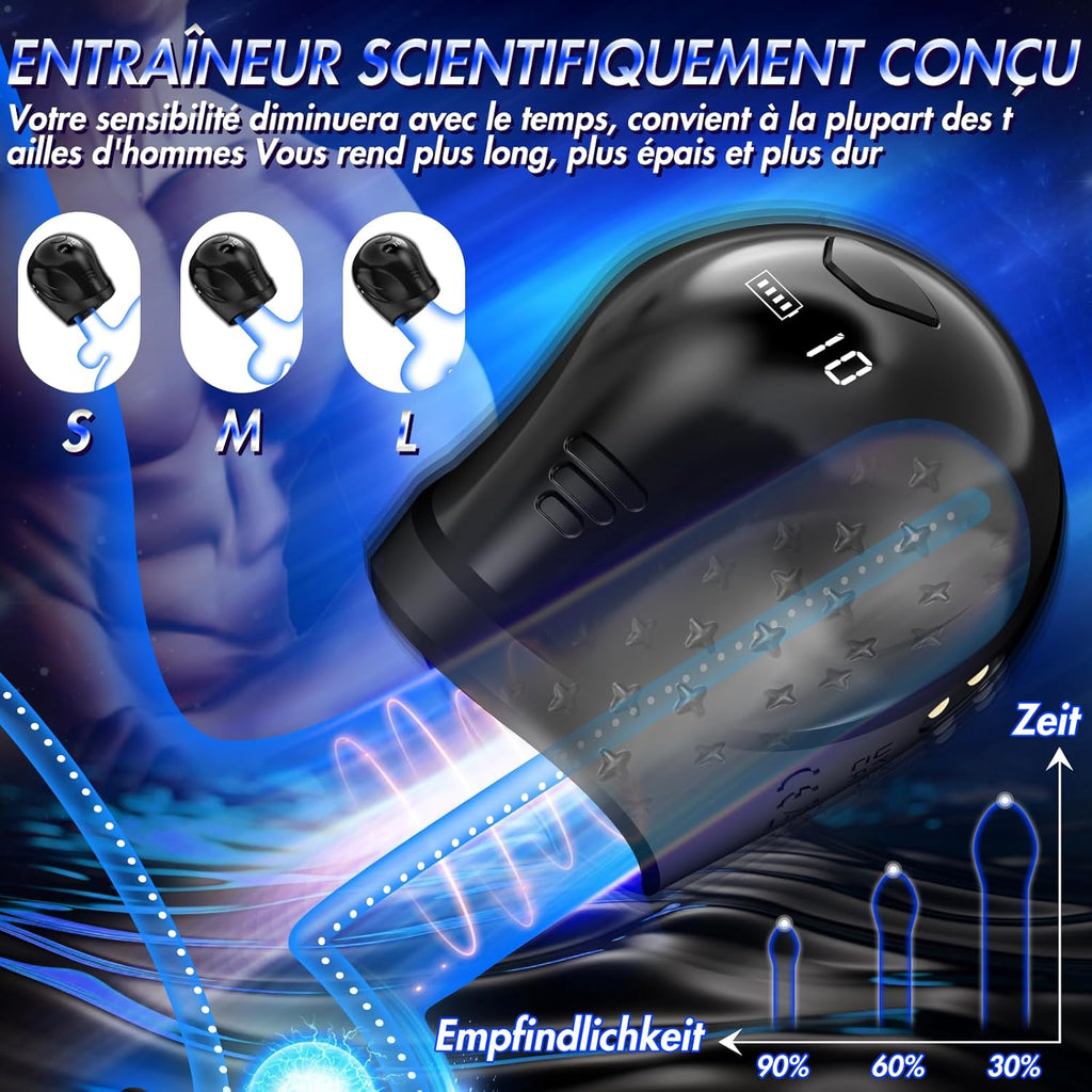Penis Vibrator Trainer Masturbatoren Sexspielzeug-Elektrische Cup-Masturbatoren Mit LCD-Display & 10 Vibrationsmodi,360°Wrapping Glans Stimulator,sex spielzeug für die männer Vibratorensets für Männer