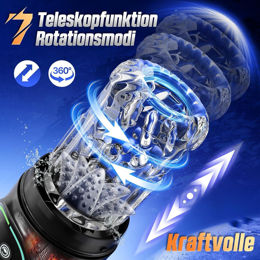 Elektrischer Masturbator Masturbieren für Männer 7 Teleskopfunktion & Rotierend & Saugen, Sex Spielzeug für die Männer Realistisch Zungenleck Blowjob, Taschenmuschi Masturbatoren Penis Pussy Sex Toys