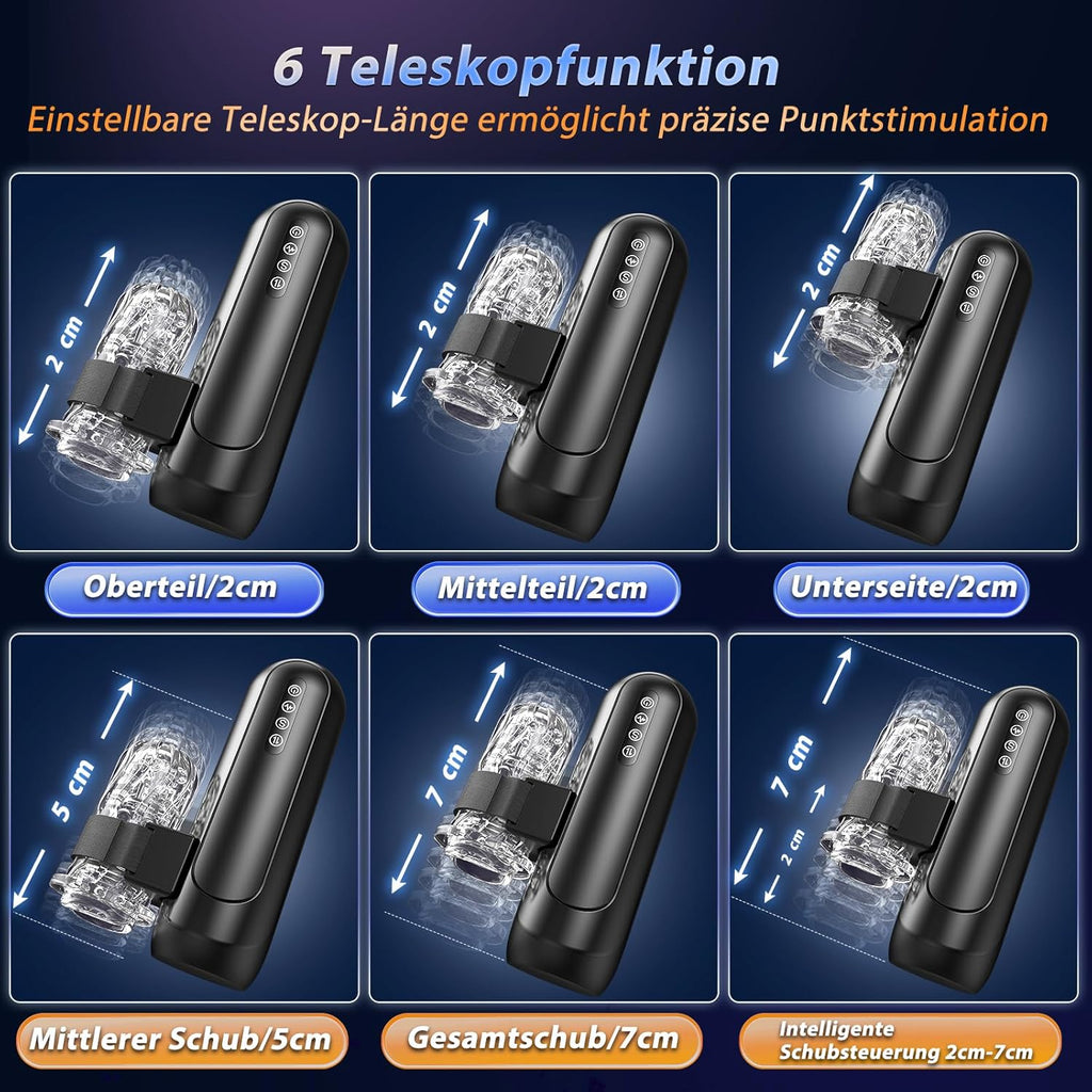 Masturbieren für Männer, Elektrischer Masturbator Sex Spielzeug für die Männer mit 6 Teleskopfunktion und 5 Einstellbaren Geschwindigkeiten 10 Vibrations Masturbatoren Sexspielzeug