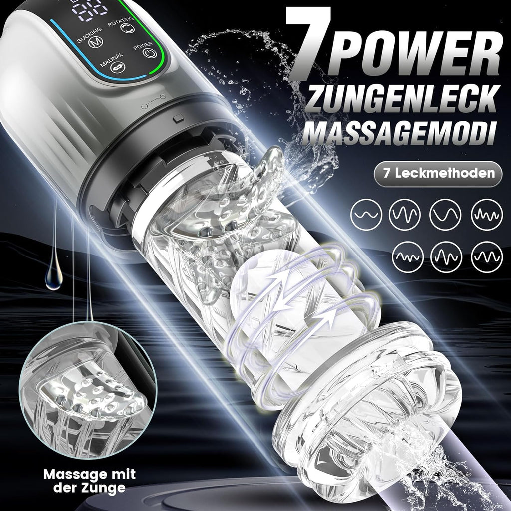 Masturbieren für Männer Elektrischer - Sex Spielzeug für die Männer Masturbator mit 7 Saugmodi & Rotationsmodi & Zunge lecken - Masturbatoren Sexspielzeug Taschenmuschi Sexspielzeug für Männer Solo