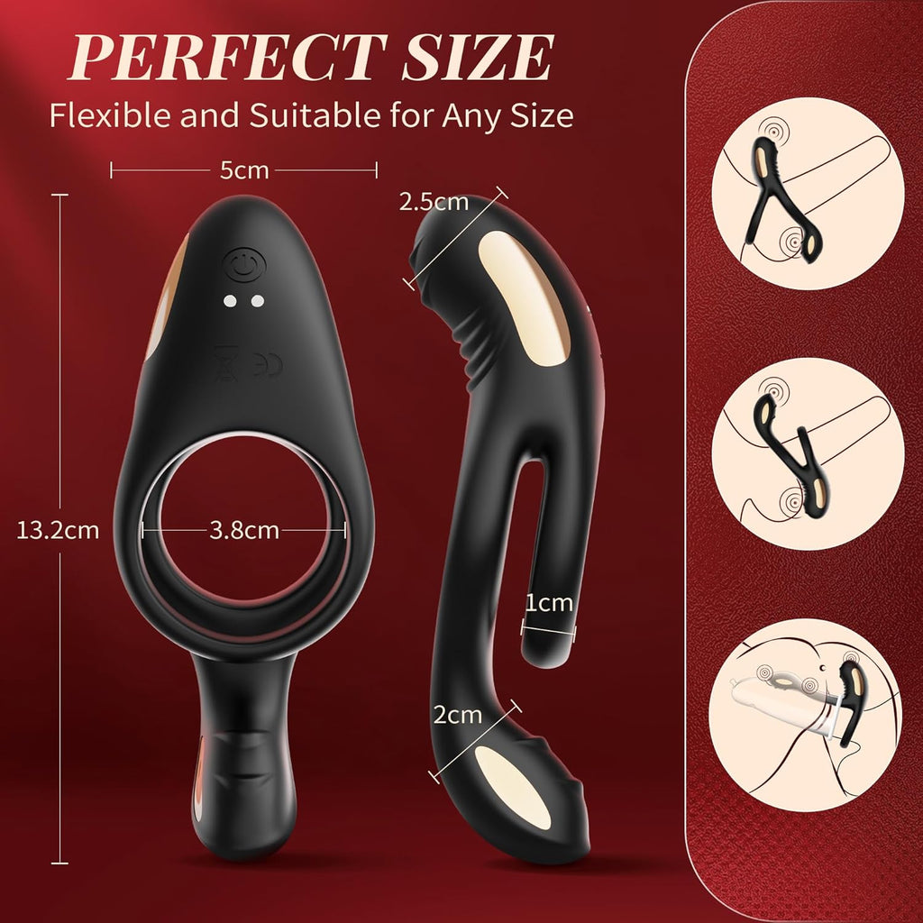 Penisring Vibrator Spielzeug für die Paare Klitoris, Penis Ring Erotisches Sex Spielzeug für Paare Extrem Sex 10 Vibrationsmodi, Penisringe Sex Spielzeug für die Männer Solo Dual Cockring Massagegerät