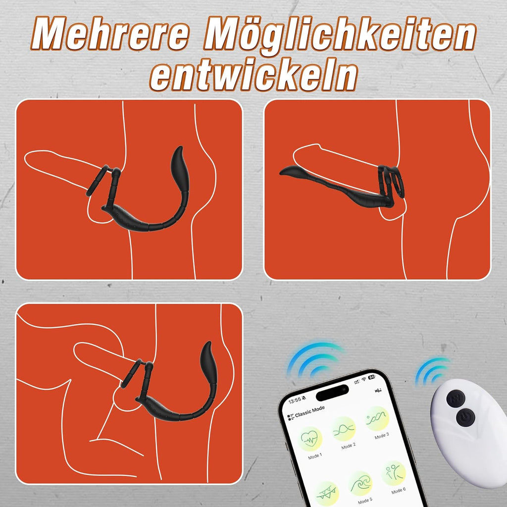 Prostata Stimulation Männer mit Penisring & verlängerte Analvibratoren Sex Spielzeug für die Männer mit APP Vibratorensets für Männer 9 Vibrationsmodi Analplug Sex Spielzeug für die Paare