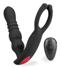 Laden Sie das Bild in den Galerie-Viewer, Analplug mit Hoden-Massager und Vibrations- und Stoßfunktion Ode