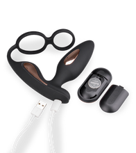 Laden Sie das Bild in den Galerie-Viewer, Analplug mit Vibration und Doppel-Cockring Domino