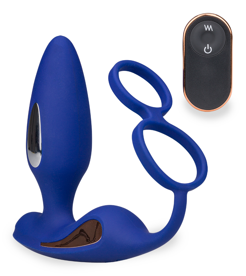 Analplug mit Vibration und Estim und Cockring Fever