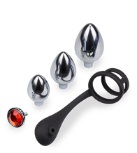 Laden Sie das Bild in den Galerie-Viewer, Analschmuck mit Doppel-Cockring und 3 Plugs