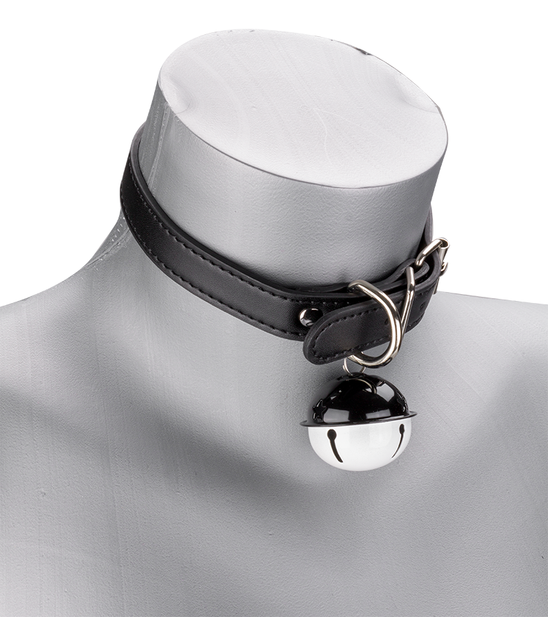 BDSM-Halsband aus Kunstleder mit großer Glocke