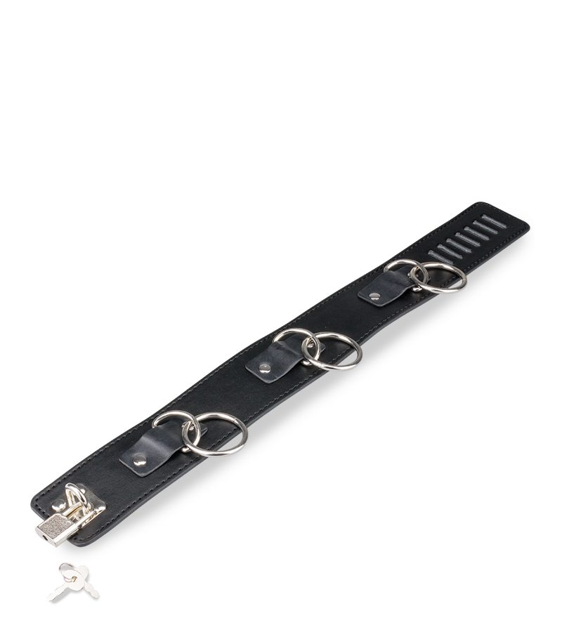 BDSM-Halsband mit 3 O-Ringen und Leine
