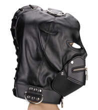 Laden Sie das Bild in den Galerie-Viewer, BDSM-Kopfmaske mit Reißverschluss am Mund und Schloss