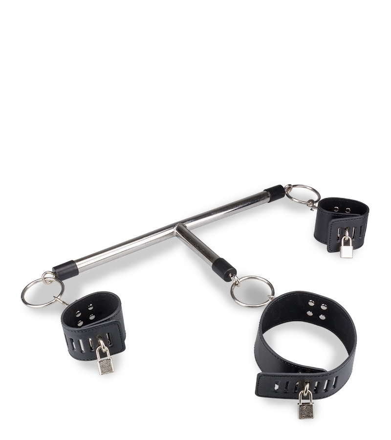 BDSM-Stange mit Halsband und Handfesseln