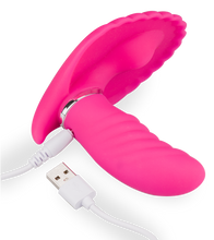 Laden Sie das Bild in den Galerie-Viewer, Butterfly-Vibrator in Muschelform mit Innendildo