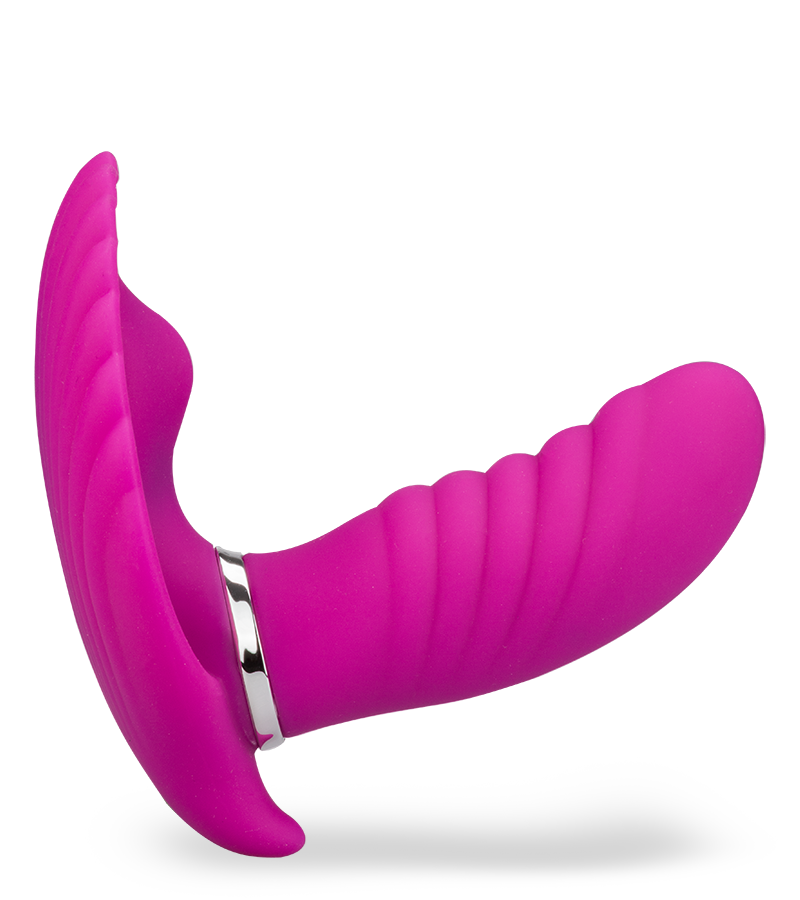 Butterfly-Vibrator in Muschelform mit Innendildo