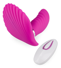 Laden Sie das Bild in den Galerie-Viewer, Butterfly-Vibrator in Muschelform mit Innendildo