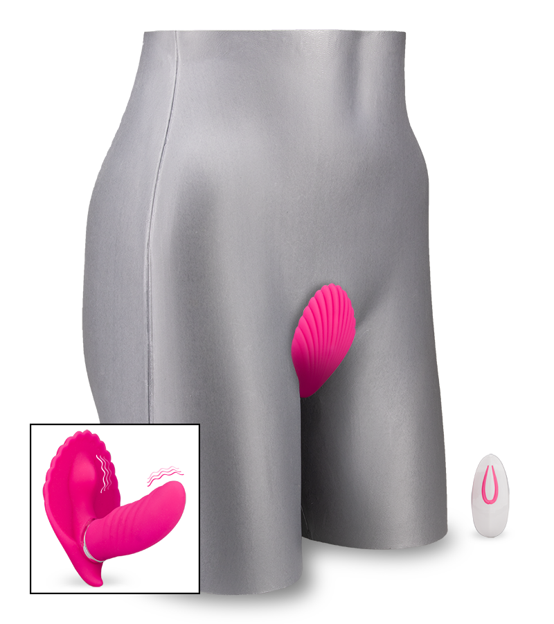 Butterfly-Vibrator in Muschelform mit Innendildo