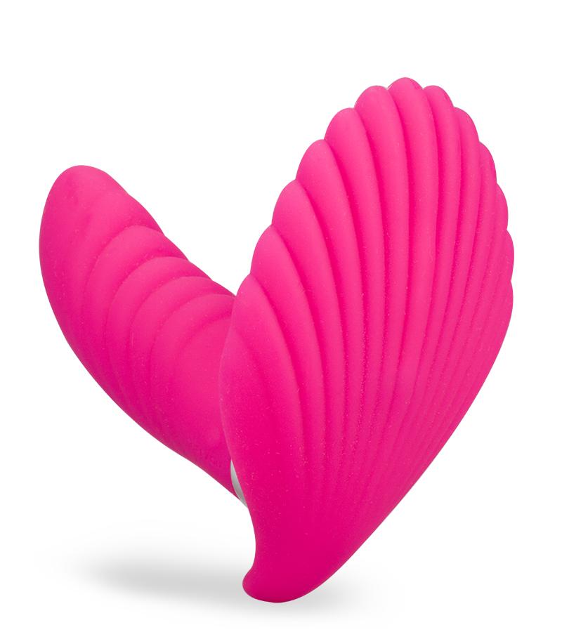 Butterfly-Vibrator in Muschelform mit Innendildo