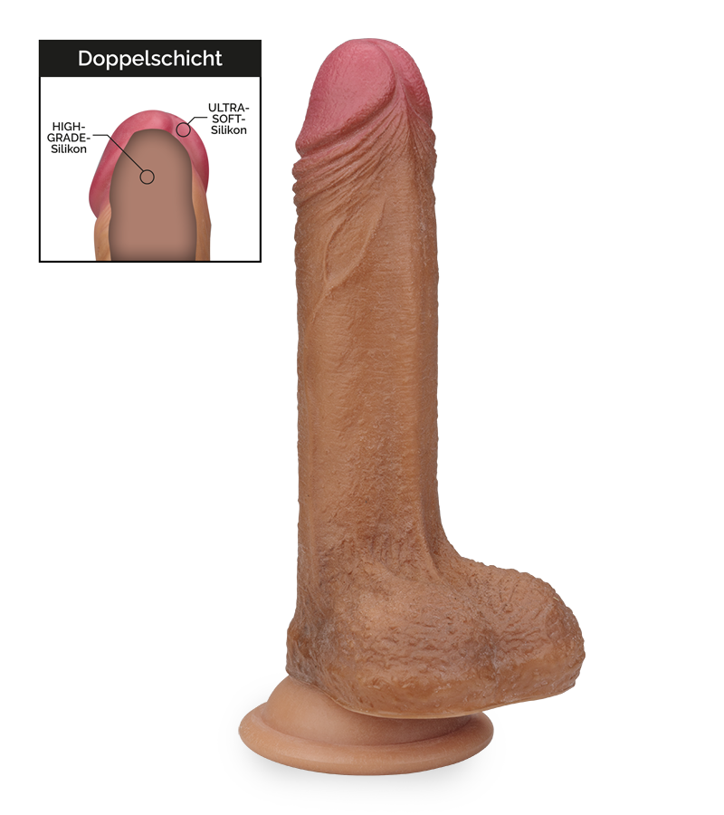 Dildo mit doppelter Silikonschicht aus Liquid Silicone