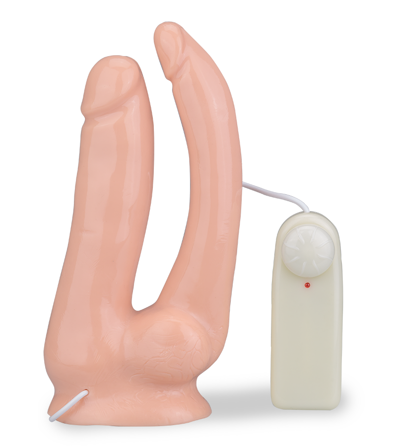 Doppeldildo mit Vibration und Saugfuß