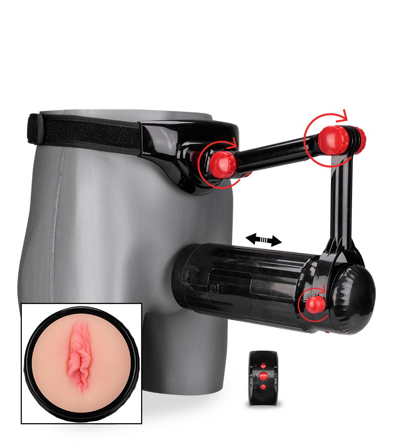 Freihand-Masturbator mit Gürtel und Vagina-Aufsatz