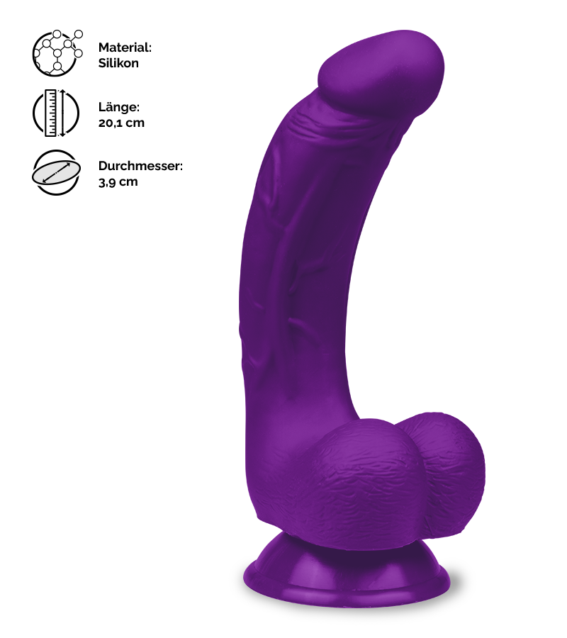 Gebogener Silikon-Dildo mit Saugnapf